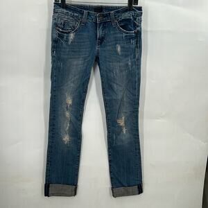 Anoname Women's Medium Wash Distressed Cuffed Jeans Size 26 (4)